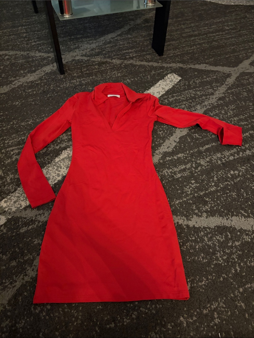 Babaton Red Long-Sleeve V-Neck Sheath Dress